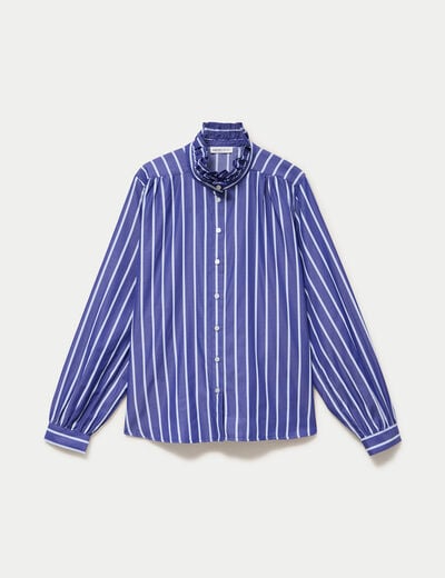 Chemise oversize manches longues bleu femme