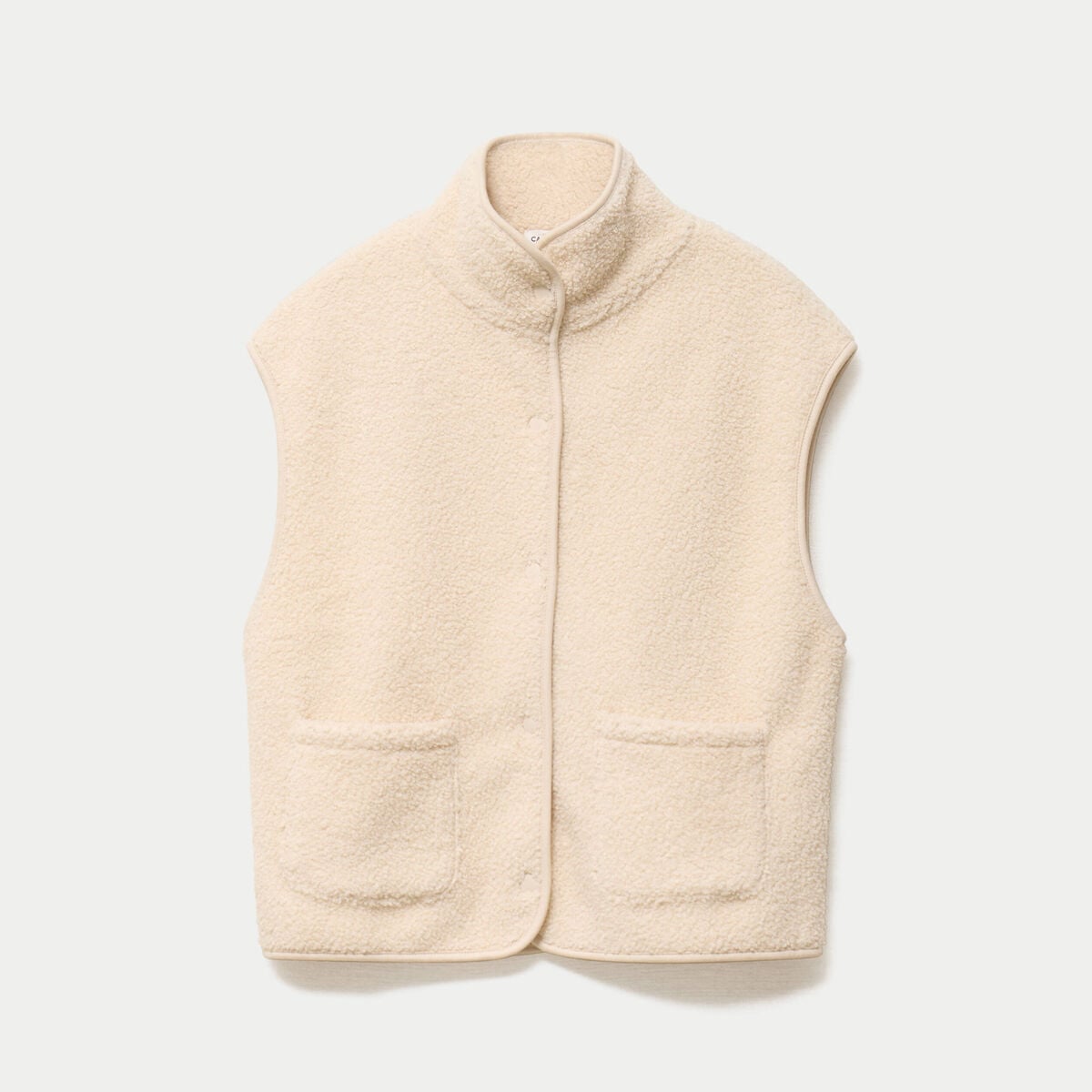 Veste sans manches effet polaire ecru femme