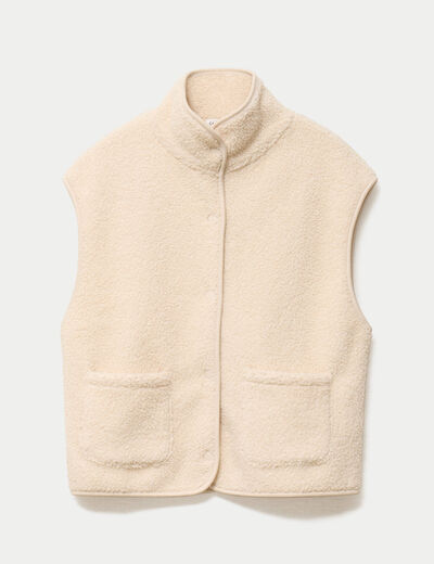 Veste sans manches effet polaire ecru femme