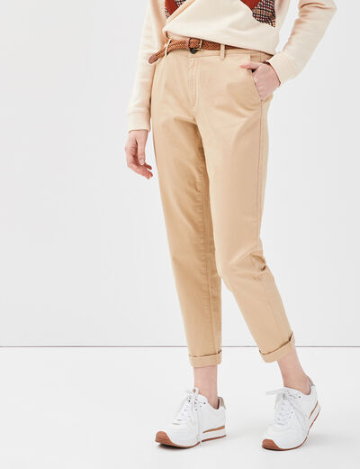 Pantalon chino 7/8ème beige femme