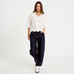 Chemise droite col classique manches 3/4 ecru femme