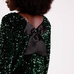 Blouse &agrave; sequins dos nou&eacute; vert fonc&eacute; femme