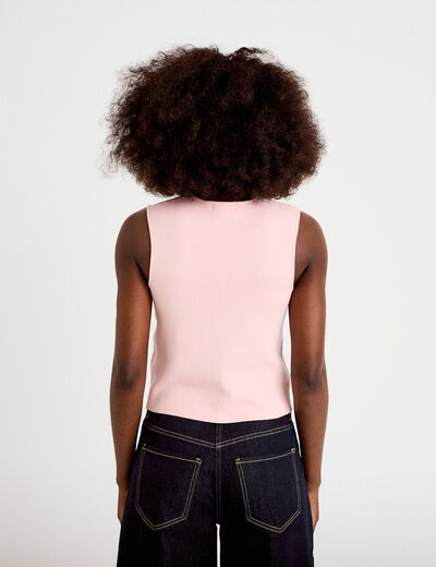 Gilet sans manches cropped rose clair femme