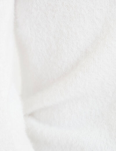 Pull col v manches longues ecru femme