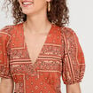 Robe évasée manches ballons terracotta femme