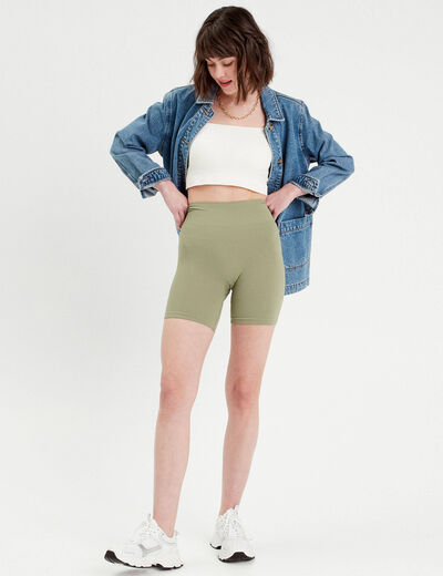 Short cycliste sans couture vert foncé femme