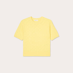 Pull manches courtes jaune pastel femme
