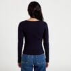 T-shirt c&ocirc;tel&eacute; ajust&eacute; manches longues bleu marine femme