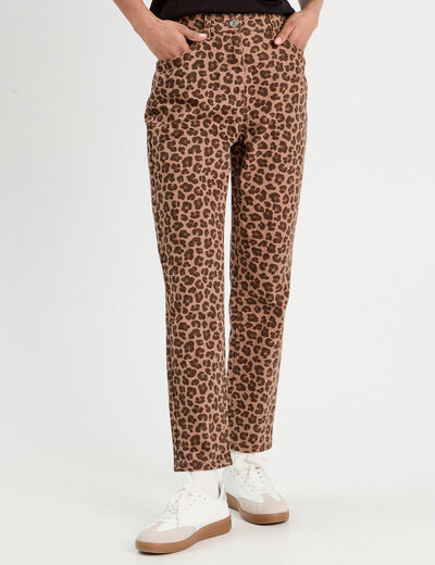 Pantalon mom slim beige femme