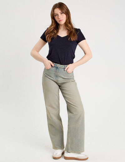 T-shirt manches courtes bleu marine femme