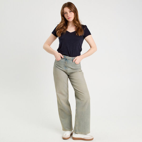 T-shirt manches courtes bleu marine femme