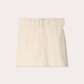 Jupe droite ceinturée ecru femme