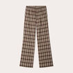 Pantalon large taille haute marron foncé femme