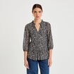 Blouse col v manches 3/4 noir femme