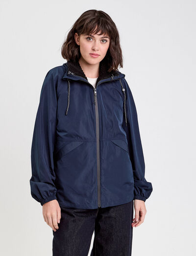 Parka déperlante 2-en-1 bleu marine femme