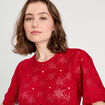 T-shirt dentelle macram&eacute; rouge femme