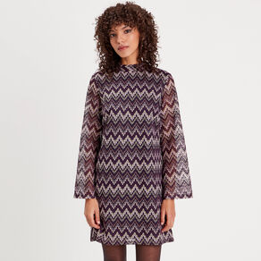 robe trapeze col montant violet femme Robe trapèze col montant violet femme