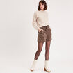 Short paperbag velours taupe femme