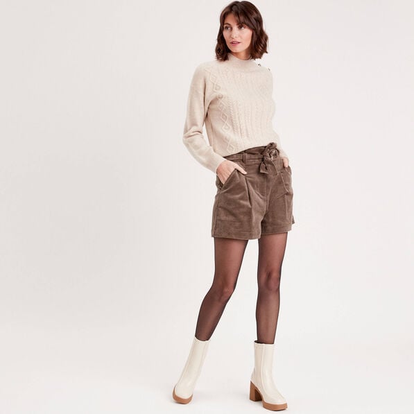 short paperbag velours taupe femme Short paperbag velours taupe femme