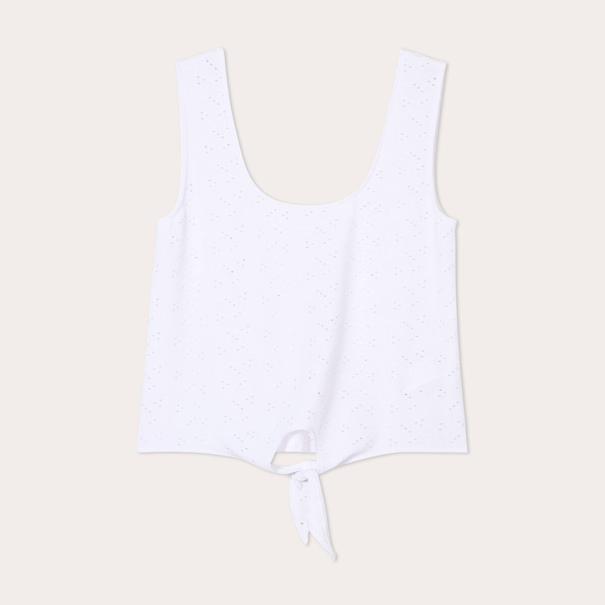 Débardeur cropped noué blanc femme
