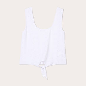 Débardeur cropped noué blanc femme