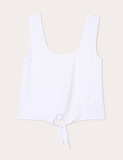 Débardeur cropped noué blanc femme