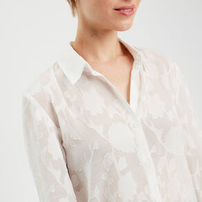 Chemise brodée ecru femme
