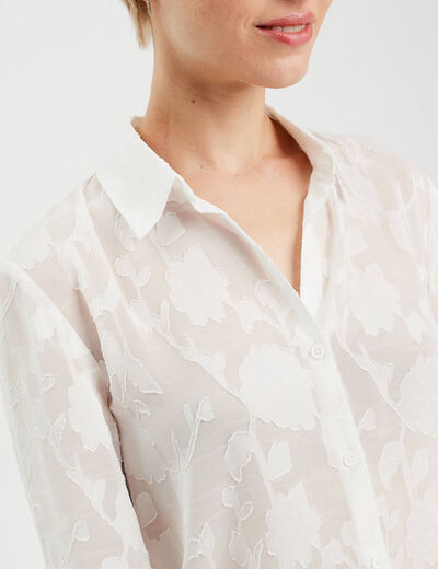 Chemise brodée ecru femme