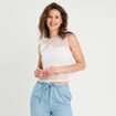 Débardeur effet crochet blanc femme