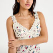 Robe d&eacute;collet&eacute; bretelles aspect dentelle beige clair femme