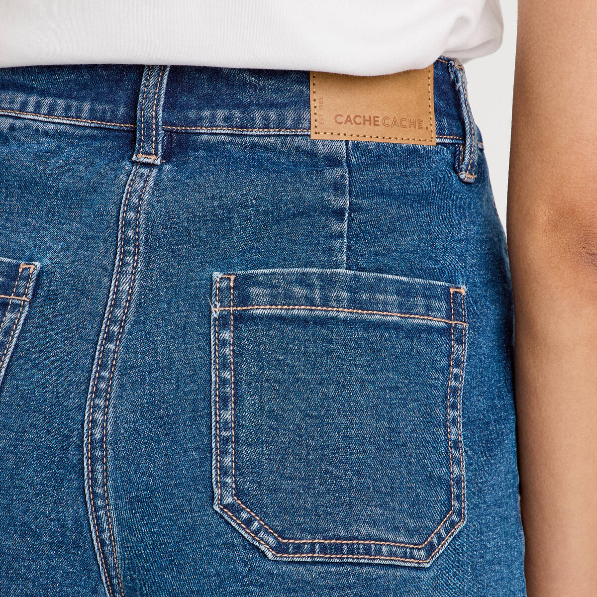 Short mom en jean denim double stone femme