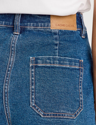 Short mom en jean denim double stone femme