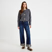 Veste effet polaire gris fonc&eacute; femme