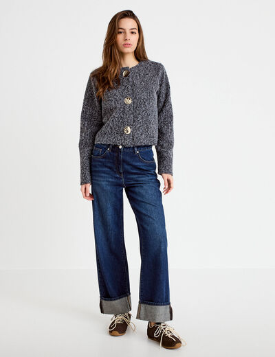 Veste effet polaire gris fonc&eacute; femme