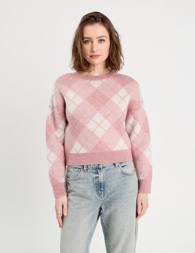 Pull manches longues rose poudrée femme