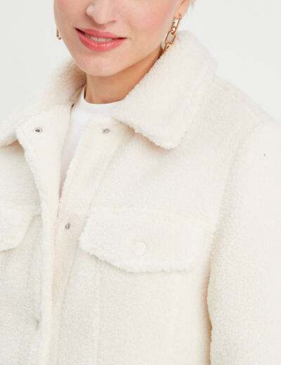 Veste droite boutonnée ecru femme
