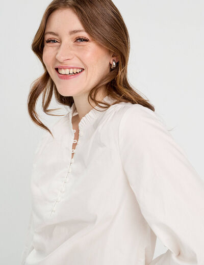 Blouse manches longues ecru femme