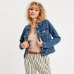 Veste droite en jean denim stone femme