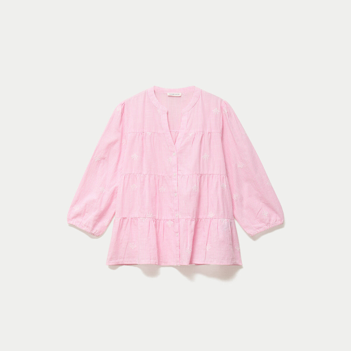 Chemise droite manches 3/4 rose femme