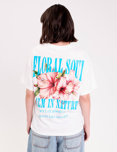 Top oversize manches courtes longues ecru femme