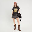 Jupe-short droite en jean denim noir femme