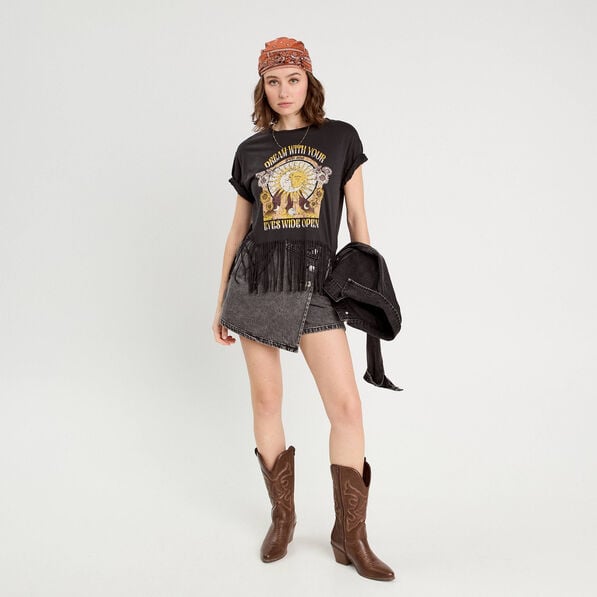 jupe short droite en jean denim noir femme Jupe-short droite en jean denim noir femme
