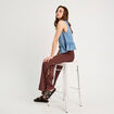 Pantalon large avec noeuds marron cognac femme