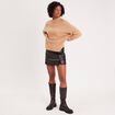 Pull col montant beige femme