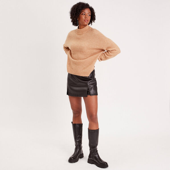 pull col montant beige femme Pull col montant beige femme