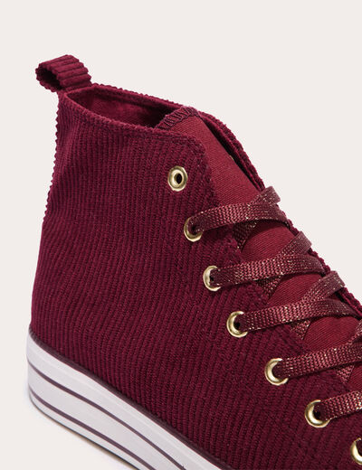 Baskets montantes compensées rouge foncé femme