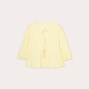 blouse manches 34 nouee jaune moutarde femme Blouse manches 3/4 nouée jaune moutarde femme
