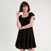 Robe évasée manches courtes noir femme