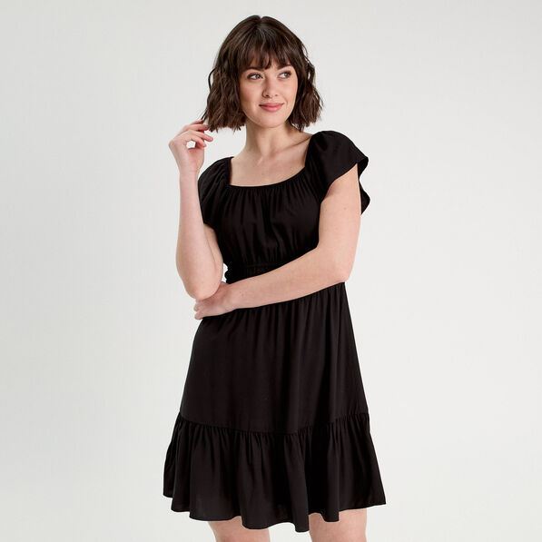 robe evasee manches courtes noir femme Robe évasée manches courtes noir femme