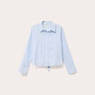 Chemise droite courte en coton bleu femme